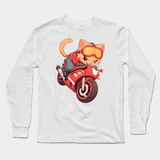 Cool cat riding motorbike Long Sleeve T-Shirt